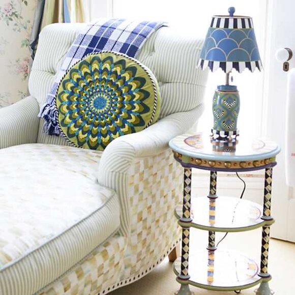 New MACKENZIE CHILDS MADRAS Table Lamp Sold Out HTF Rare No Box Courtly Stripes - Picture 3 of 16